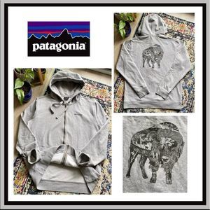 Rare Patagonia Jari Salo Illustrated Buffalo 🦬 Full Zip Hoodie in Grey